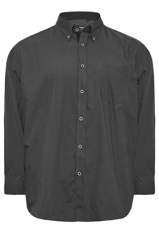  dla puszystych KAM Big & Tall Charcoal Grey Zip Zag Print Long Sleeve Shirt