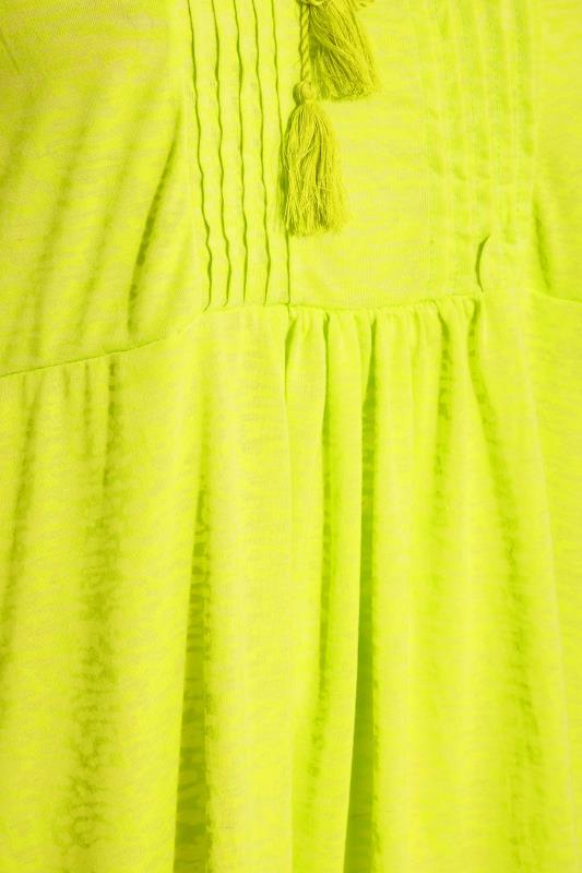 Plus Size Neon Yellow Burnout Tie Neck Vest Top | Yours Clothing 5