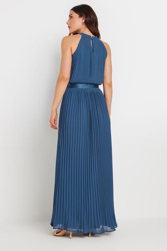 LTS Tall Women's Navy Blue Halterneck Pleated Maxi Dress | Long Tall Sally 3