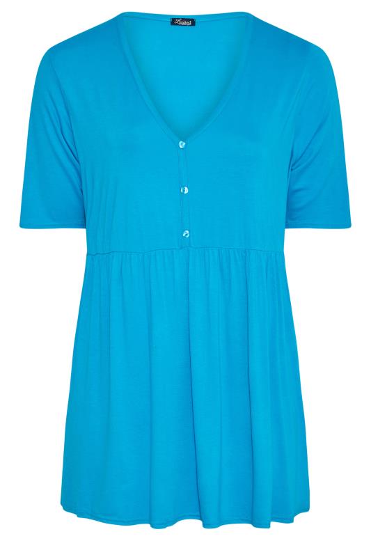 LIMITED COLLECTION Curve Blue Button Through Smock Tunic Top 6