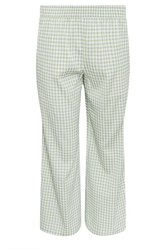 PixieGirl Petite Women's Green Gingham Wide Leg Trousers | PixieGirl 6