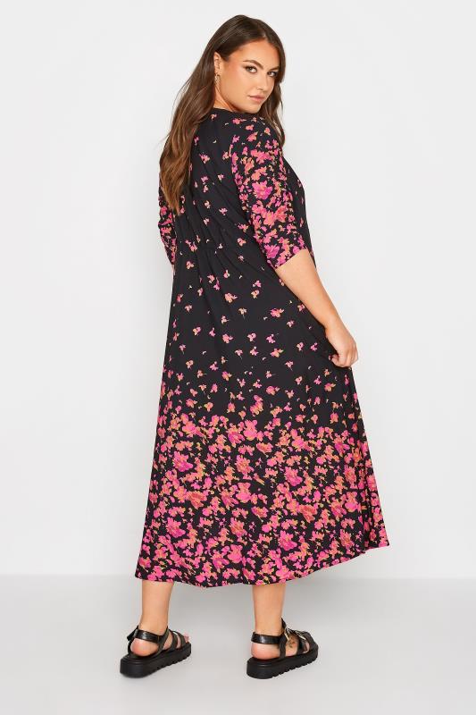 LIMITED COLLECTION Curve Black & Pink Floral Tea Dress 3