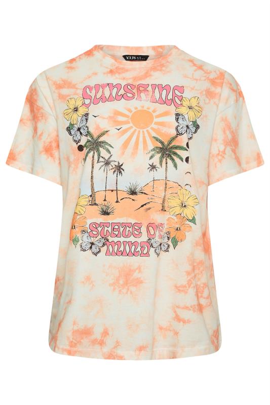 YOURS Plus Size Orange 'Sunshine' Print Tie Dye T-Shirt | Yours Clothing 6