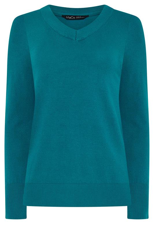M&Co Teal Blue V-Neck Long Sleeve Jumper | M&Co 5