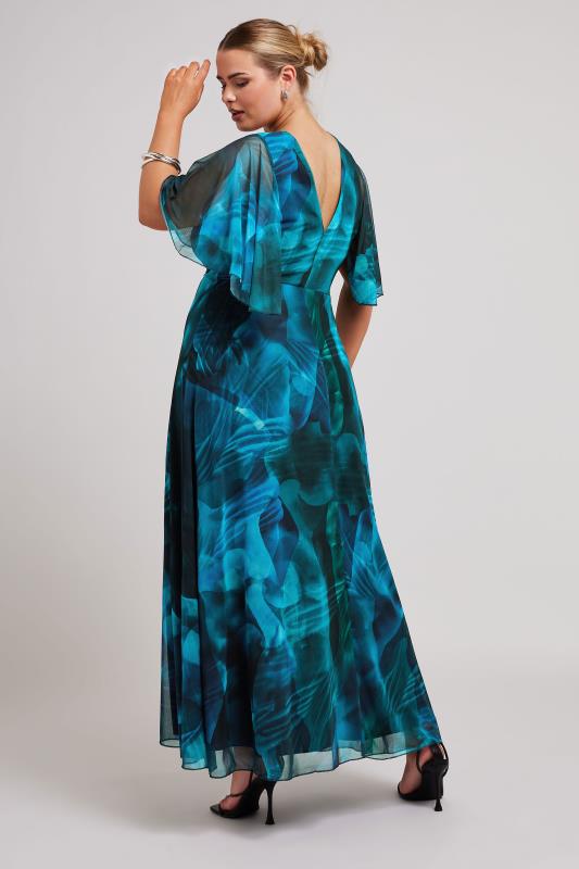 YOURS LONDON Curve Blue Abstract Print Wrap Maxi Dress | Yours Clothing 3