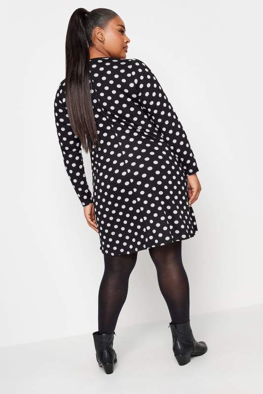 YOURS Plus Size Black Polka Dot Print Swing Mini Dress | Yours Clothing 3