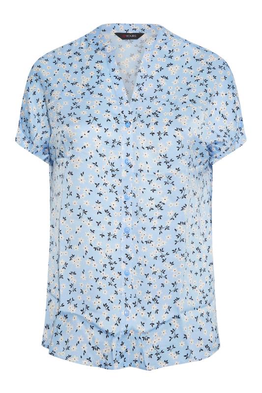Plus Size Blue Daisy Print Grown On Sleeve Blouse | Yours Clothing 6