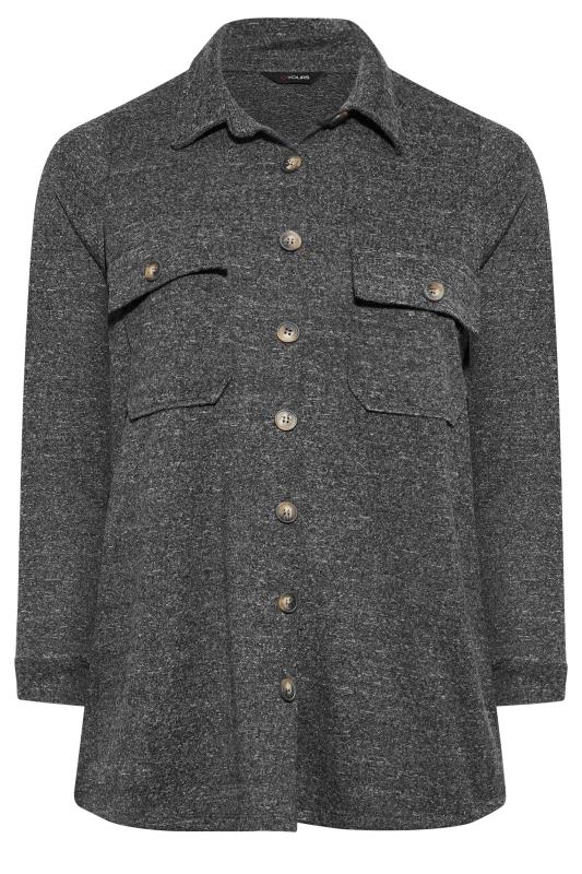 Plus Size Grey Marl Button Through Shirt | Yours Clothing 7