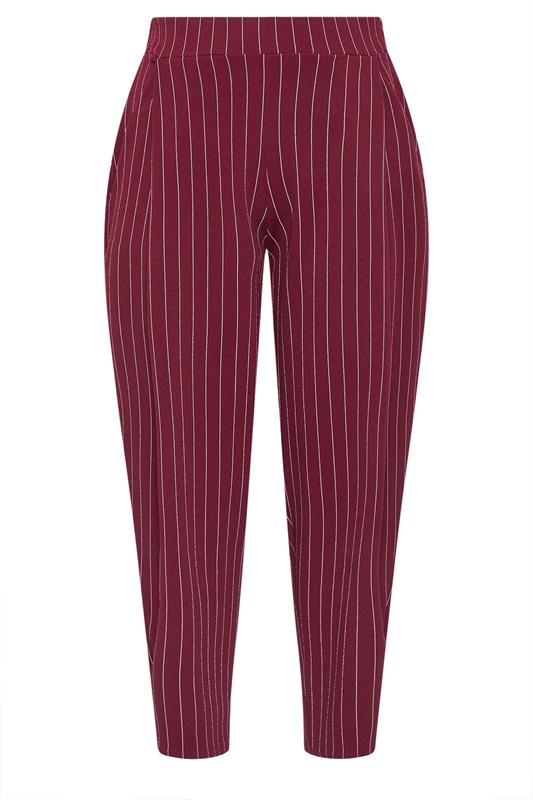 LIMITED COLLECTION Plus Size Burgundy Red Pinstripe Barrel Trousers | Yours Clothing 5