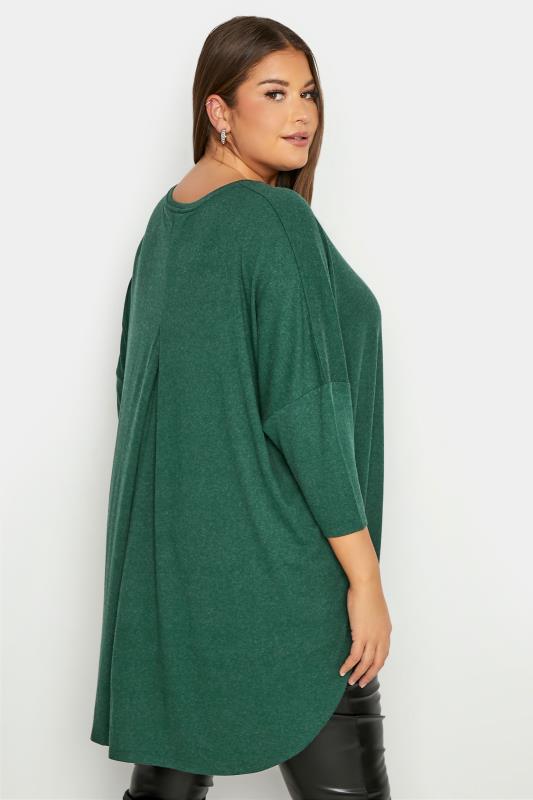 Plus Size Green Back Pleat Dipped Hem Top | Yours Clothing 3