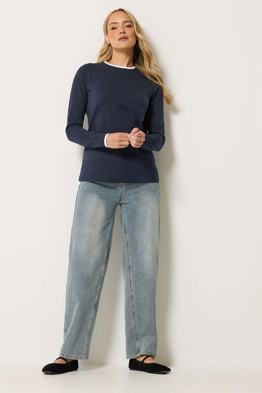 LTS Tall Navy Blue Layered Long Sleeve T-Shirt | Long Tall Sally 1