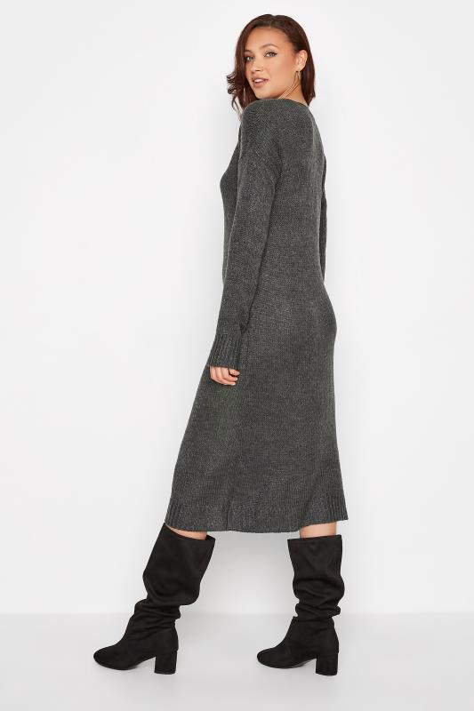 LTS Tall Charcoal Grey Knitted Midi Dress 3