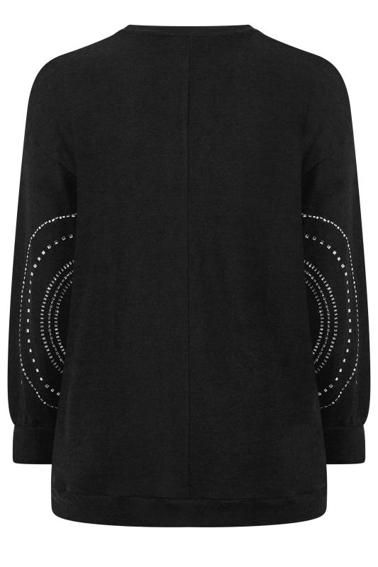 YOURS LUXURY Plus Size Black Embellished Sleeve Jumper | Yours Clothing 8