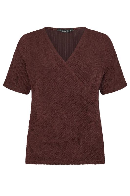 M&Co Rust Brown Textured Wrap Top | M&Co 6