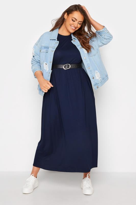 LIMITED COLLECTION Curve Navy Throw On Maxi Dress_B.jpg