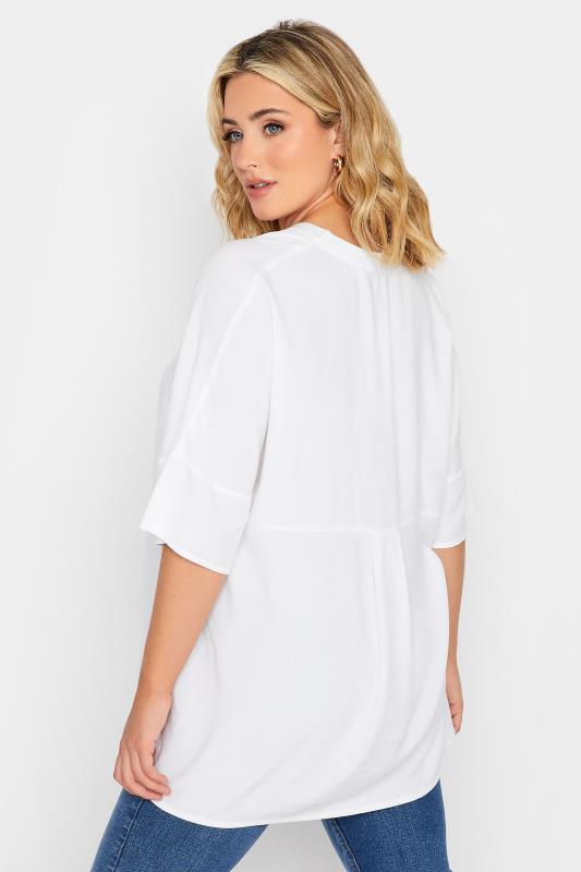 YOURS Curve Plus Size White Pleat Front Top | Yours Clothing  3