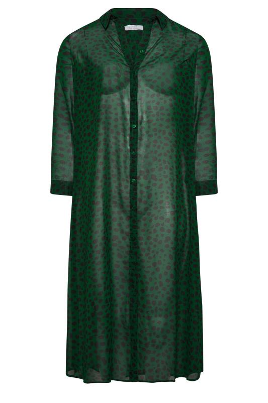 YOURS LONDON Plus Size Curve Dark Green Dalmatian Print Longline Shirt | Yours Clothing 6