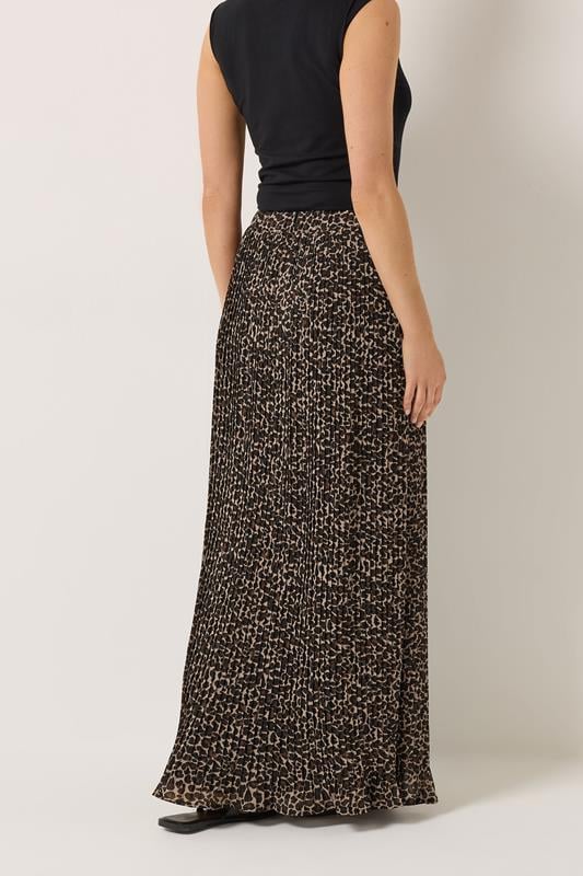LTS Tall Women's Brown Leopard Print Pleated Maxi Skirt | Long Tall Sally 2