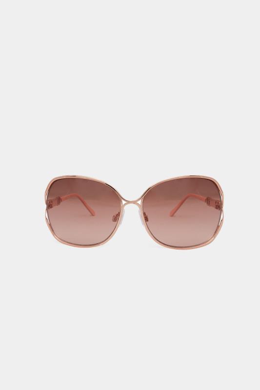 Plus Size Pink Oversized Link Detail Sunglasses | Yours Clothing 3