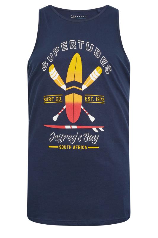 BadRhino Big & Tall Navy Blue 'Supertubes' Slogan Vest Top | BadRhino  3