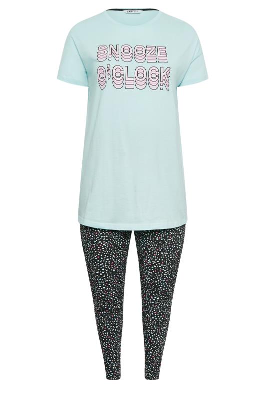YOURS Curve Light Blue 'Snooze O'Clock' Dalmatian Print Pyjama Set | Yours Clothing  5