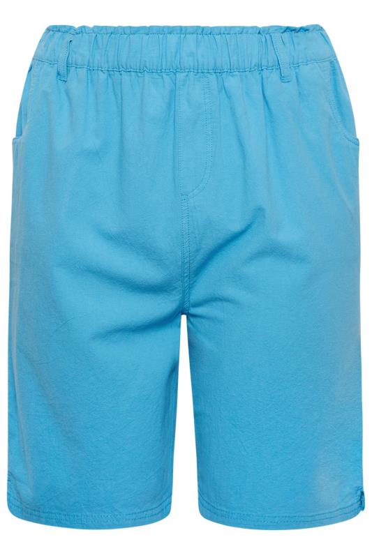 YOURS Curve Plus Size Blue Cotton Shorts | Yours Clothing  4