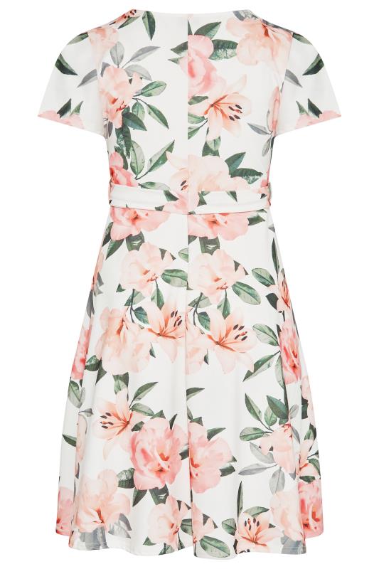 YOURS LONDON Plus Size White Floral Wrap Skater Dress | Yours Clothing 7