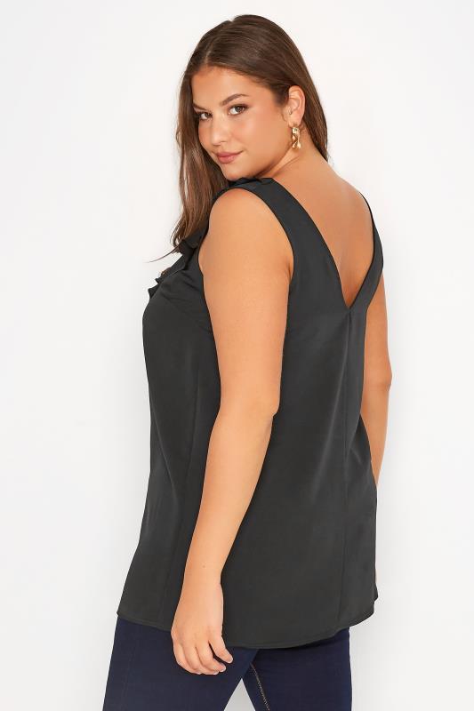 YOURS LONDON Plus Size Black Ruffle Vest Top | Yours Clothing 3