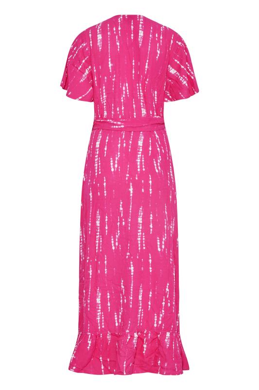 LTS Tall Pink Tie Dye Ruffle Wrap Maxi Dress 7