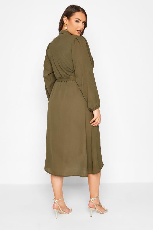 LIMITED COLLECTION Plus Size Khaki Green Wrap Dress | Yours Clothing 3