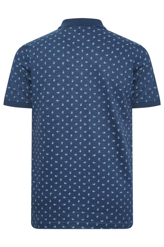 BadRhino Big & Tall Navy Blue Shell Print Polo Shirt | BadRhino 5