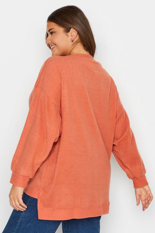 Plus Size Orange Soft Touch Fleece Sweatshirt | Yours Clothing  3