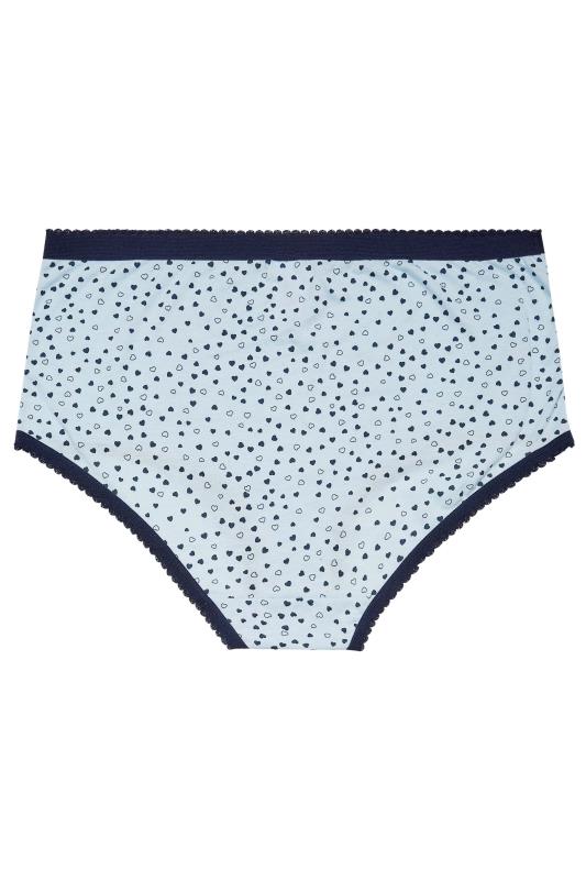 5 PACK Curve Blue Heart Print High Waisted Full Briefs | Yours Clothing 5