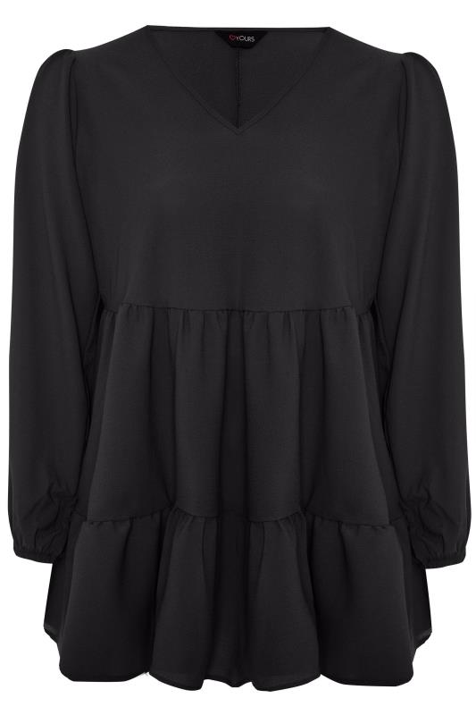 Black Tiered Smock Blouse | Yours Clothing