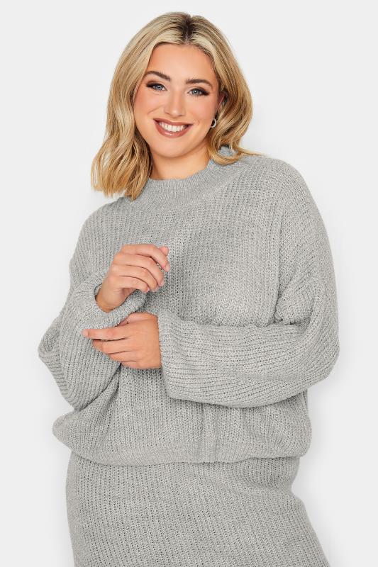 YOURS PETITE Plus Size Grey Funnel Neck Jumper | Yours Clothing 4