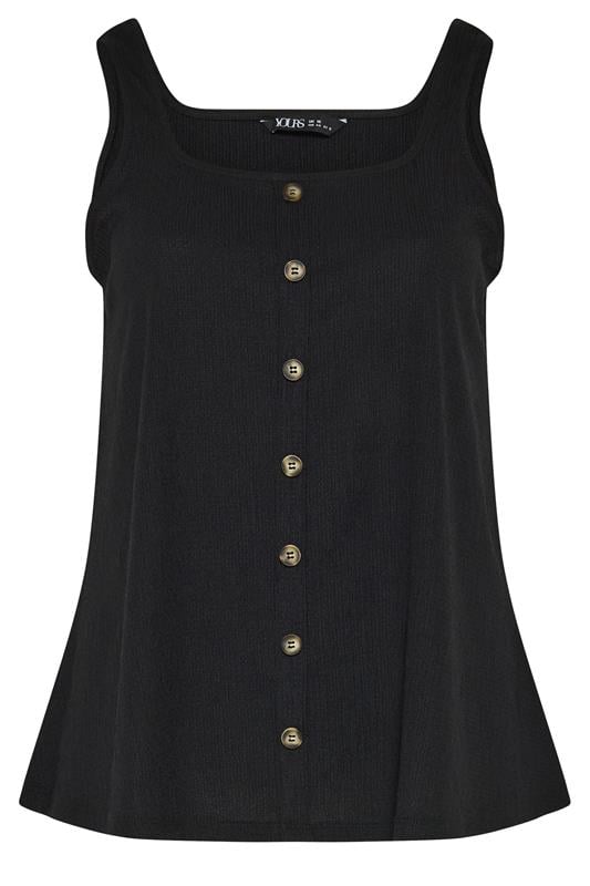 YOURS Plus Size Black Crinkle Vest Top | Yours Clothing 5