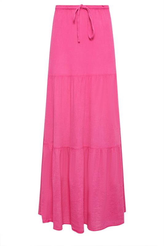 LTS Tall Women's Bright Pink Acid Wash Tiered Maxi Skirt | Long Tall Sally 5
