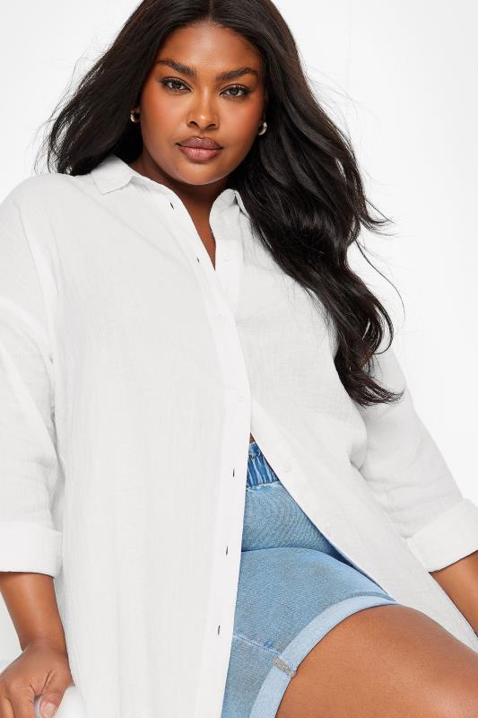 YOURS Plus Size White Pure Cotton Cheesecloth Shirt | Yours Clothing 6