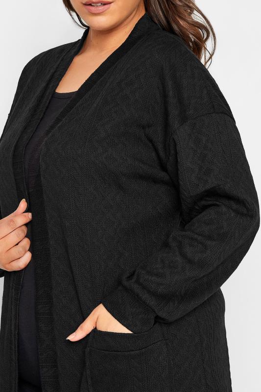 YOURS LUXURY Plus Size Black Soft Touch Cable Knit Cardigan | Yours Clothing 5