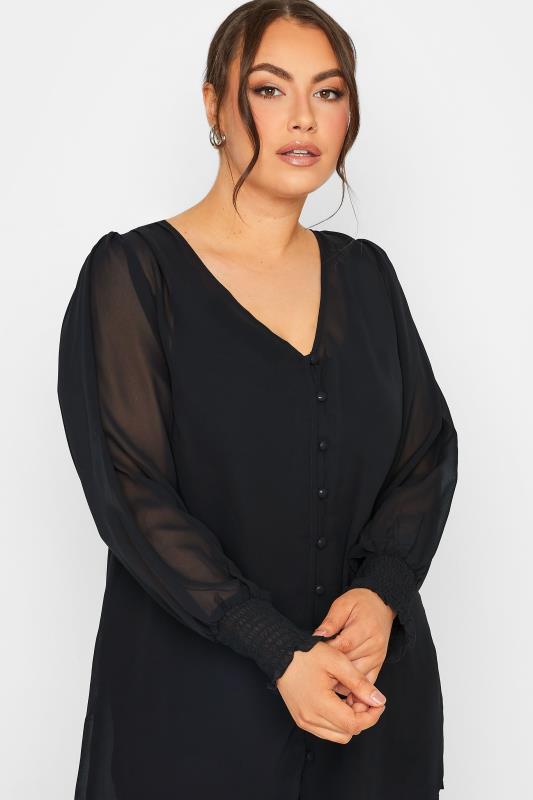 Plus Size YOURS LONDON Black Balloon Sleeve Shirt | Yours Clothing 4