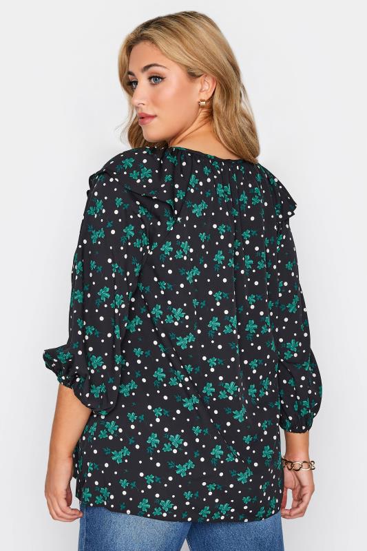 LIMITED COLLECTION Curve Black Floral Spot Puff Sleeve Blouse 3