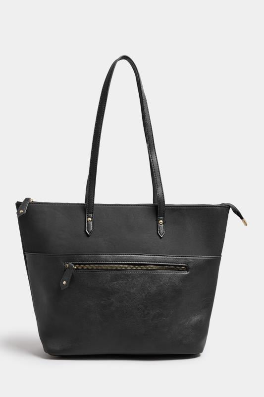 Black Zip Pocket Tote Bag 3