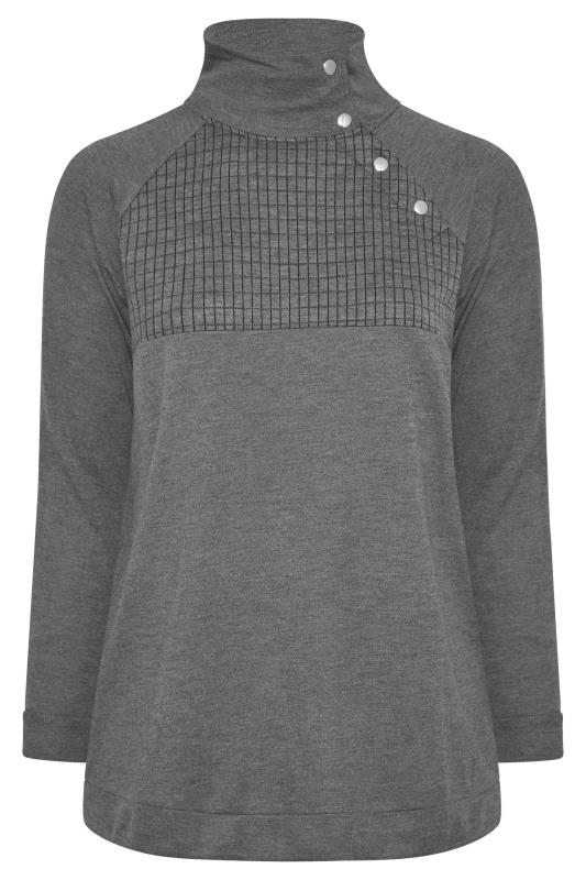 Plus Size Grey Popper Neck Sweatshirt | Yours Clothing 7