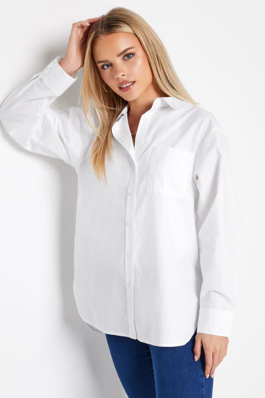 Petite White Oversized Cotton Shirt | PixieGirl  3