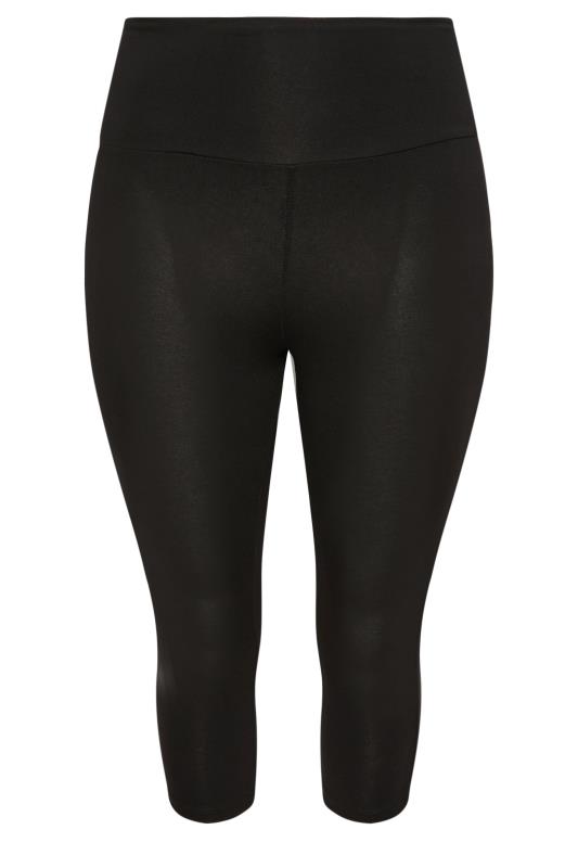 Plus Size Black TUMMY CONTROL Soft Touch Cropped Leggings | Yours Clothing 5