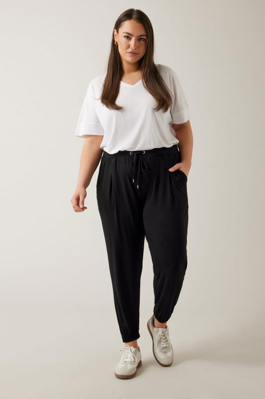 EVANS Plus Size Black Jersey Tapered Trousers | Evans   2