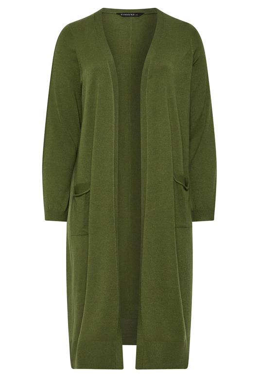  EVANS Curve Olive Green Longline Cardigan
