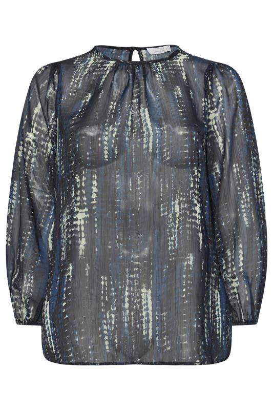 YOURS LONDON Plus Size Navy Blue Snake Print Mesh Blouse | Yours Clothing  5