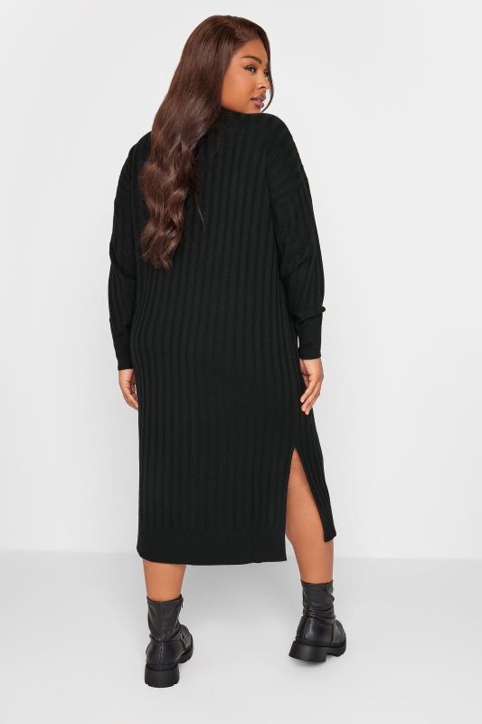 YOURS Curve Black Ribbed Midi Knitted Jumper Dress 3