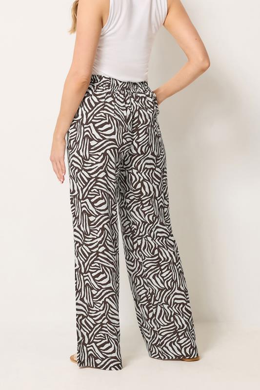 LTS Tall Women's Chocolate Brown Zebra Print Wide Leg Trousers | Long Tall Sally 2